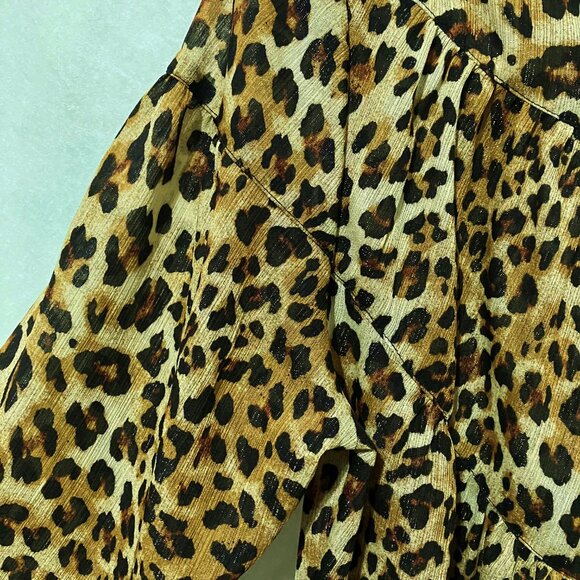Soaked In Luxury Blouse Leopard Shirt Long Sleeve Button Down Animal Print Top - Picture 14 of 15